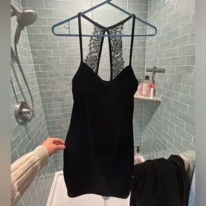 Black velvet bodycon dress